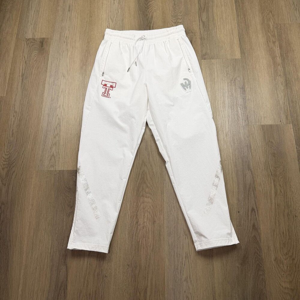 Adidas Pants Mens Medium White Pat Mahomes Texas Tech Track Logo Zip Pockets